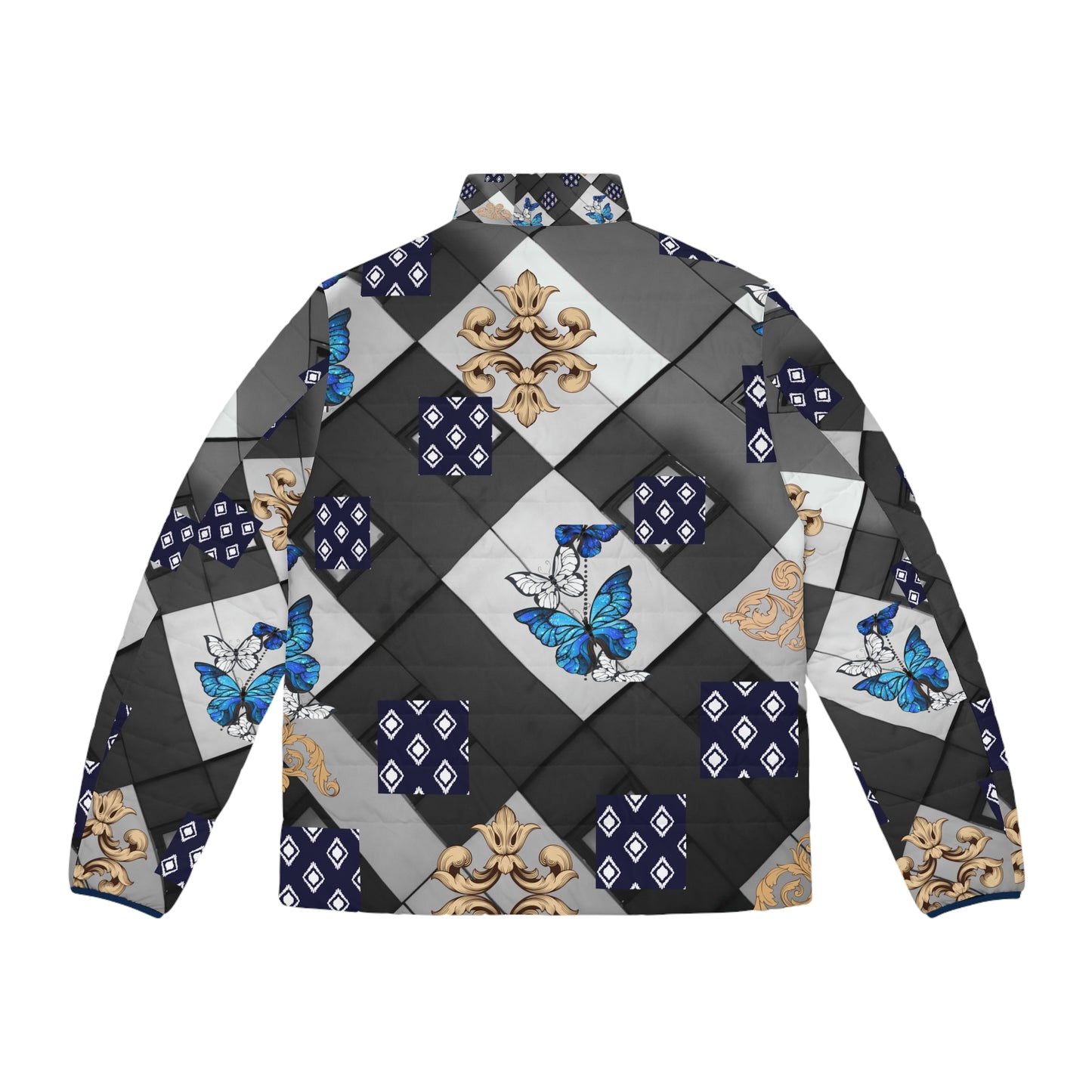 Butterfly Puffer Jacket, Men's Winter Coat, Stylish Outerwear, Unique Butterfly Design, Fashionable Jacket for Men